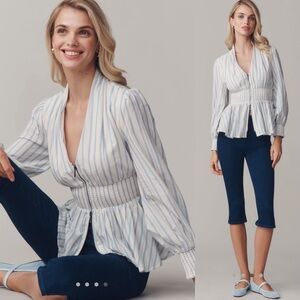 The Tommie long sleeve smocked front zip blouse